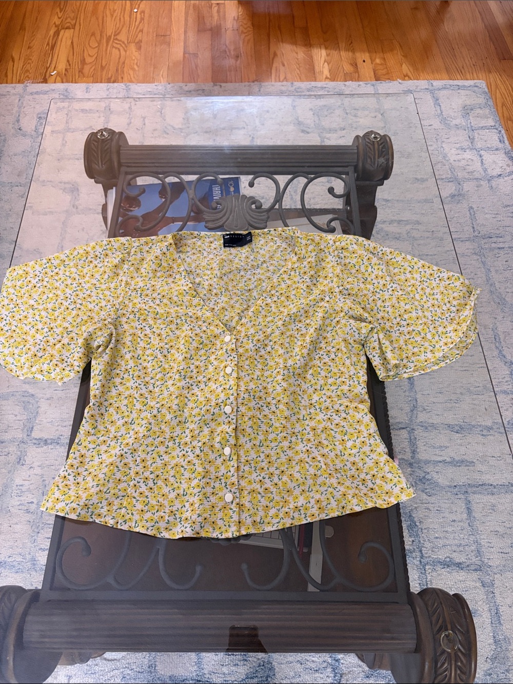 ASOS Yellow Floral Button-Front Blouse